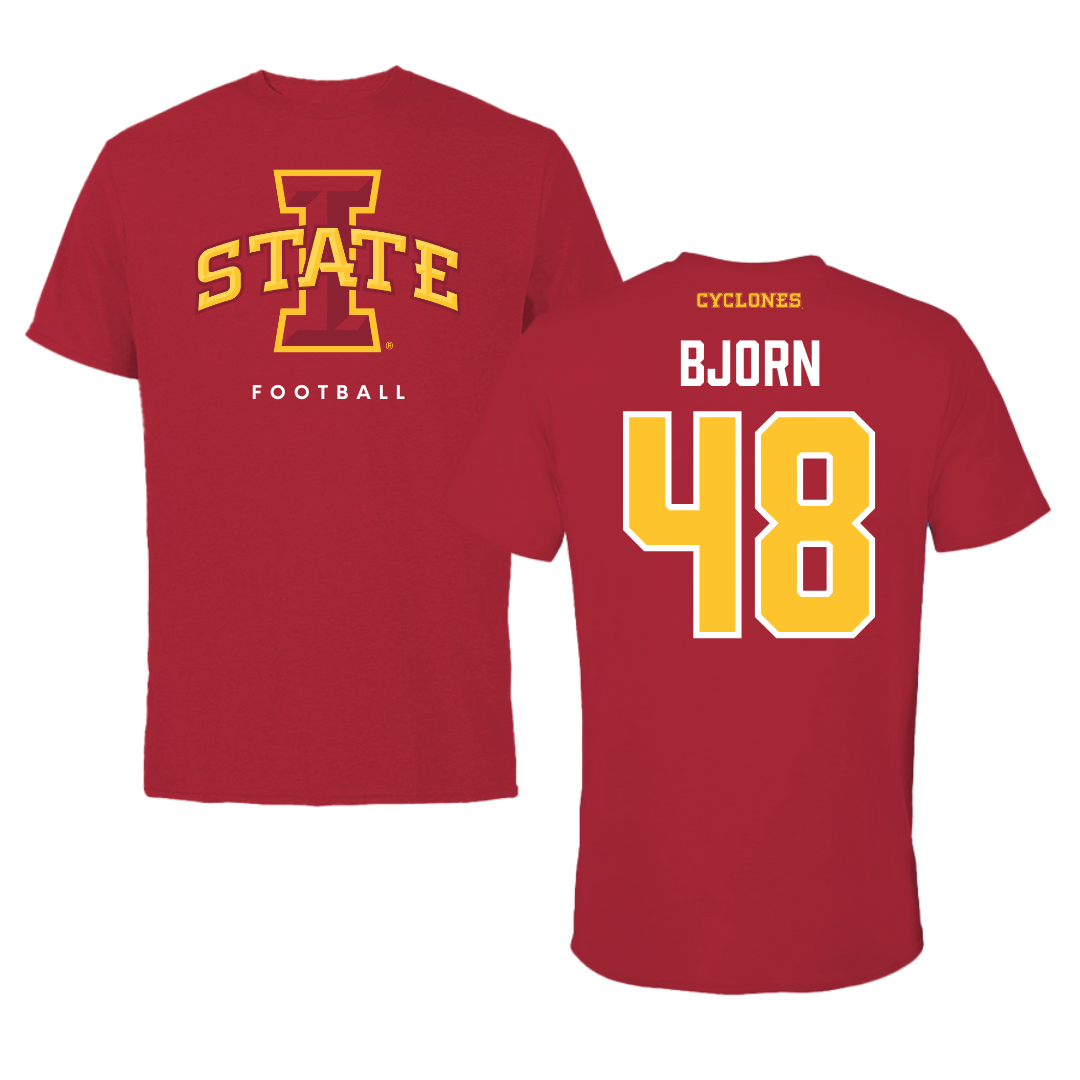 Iowa State University Football Cardinal Tee - #48 Jack Bjorn
