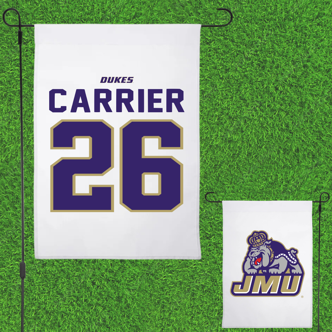 James Madison University Softball White Garden Flag - #26 Kate Carrier