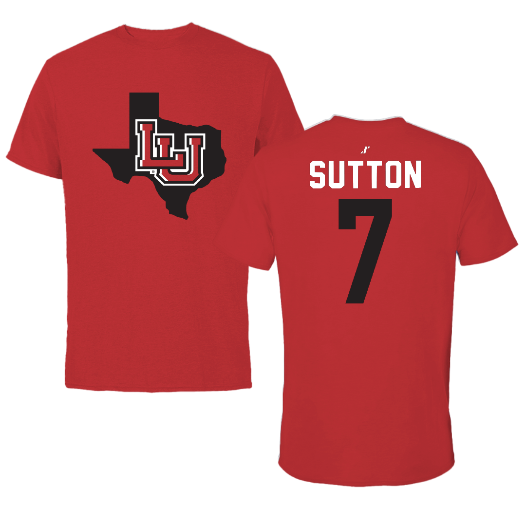 Lamar University Baseball Red State Tee - #7 Carter Sutton