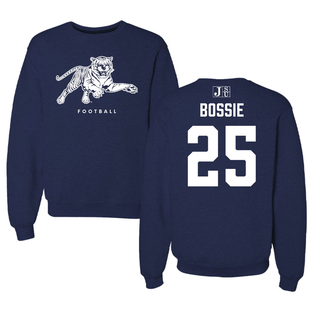 Jackson State University Football Navy Crewneck - #25 Jaden Bossie