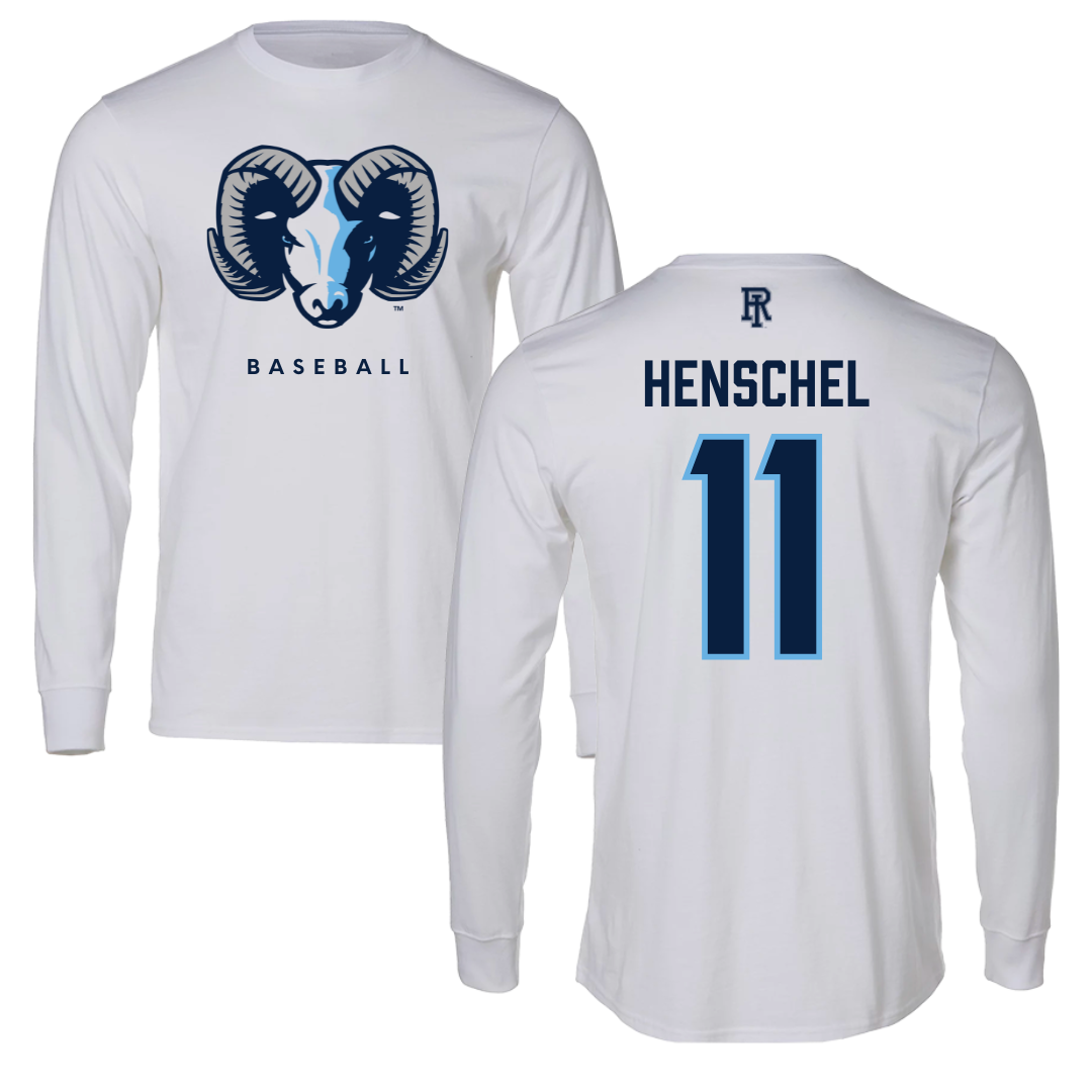 University of Rhode Island Baseball White Performance Long Sleeve - #11 Ryan Henschel