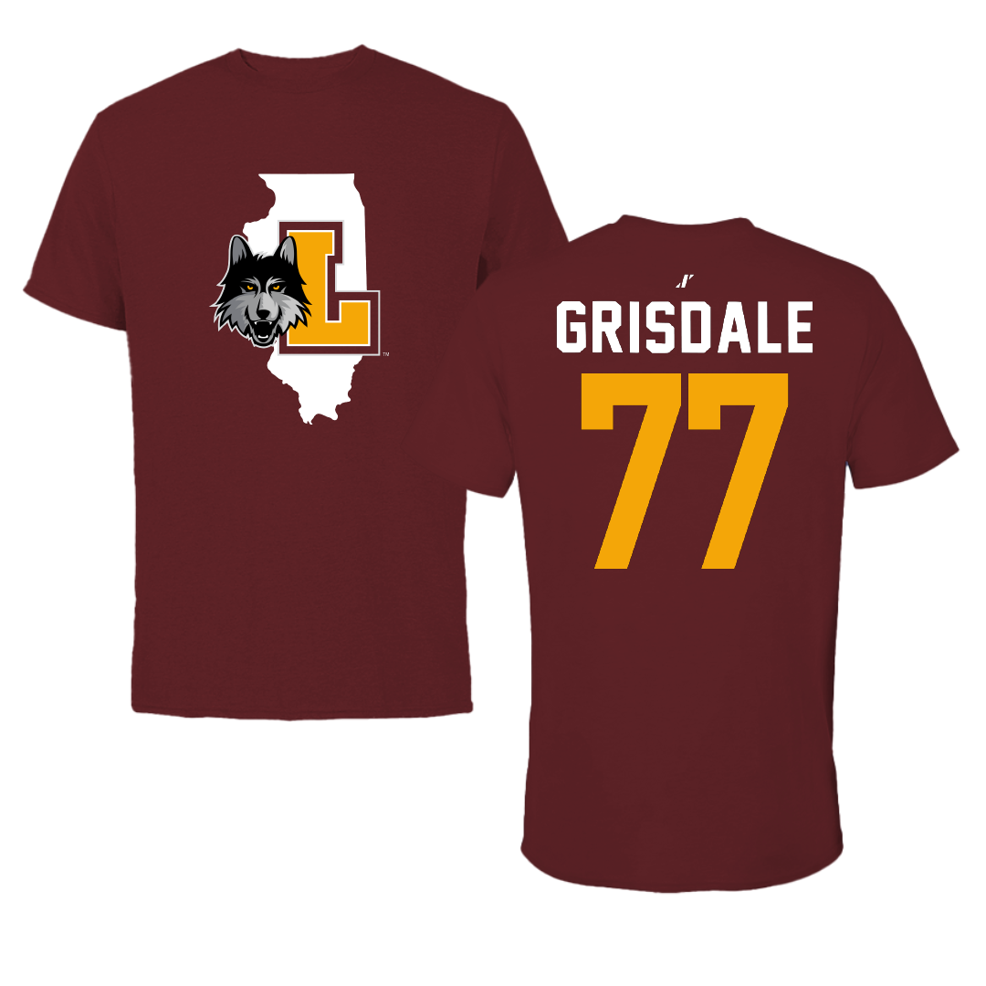Loyola University-Chicago Soccer Maroon State Performance Tee - #77 Faith Grisdale