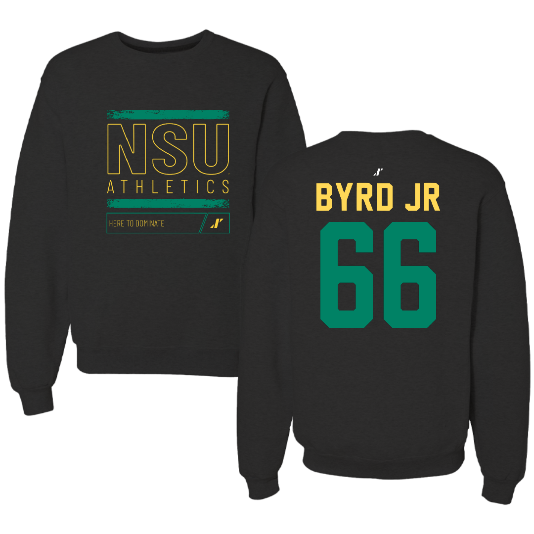 Norfolk State University Football Black Dominate Crewneck - #66 Vincent Byrd Jr