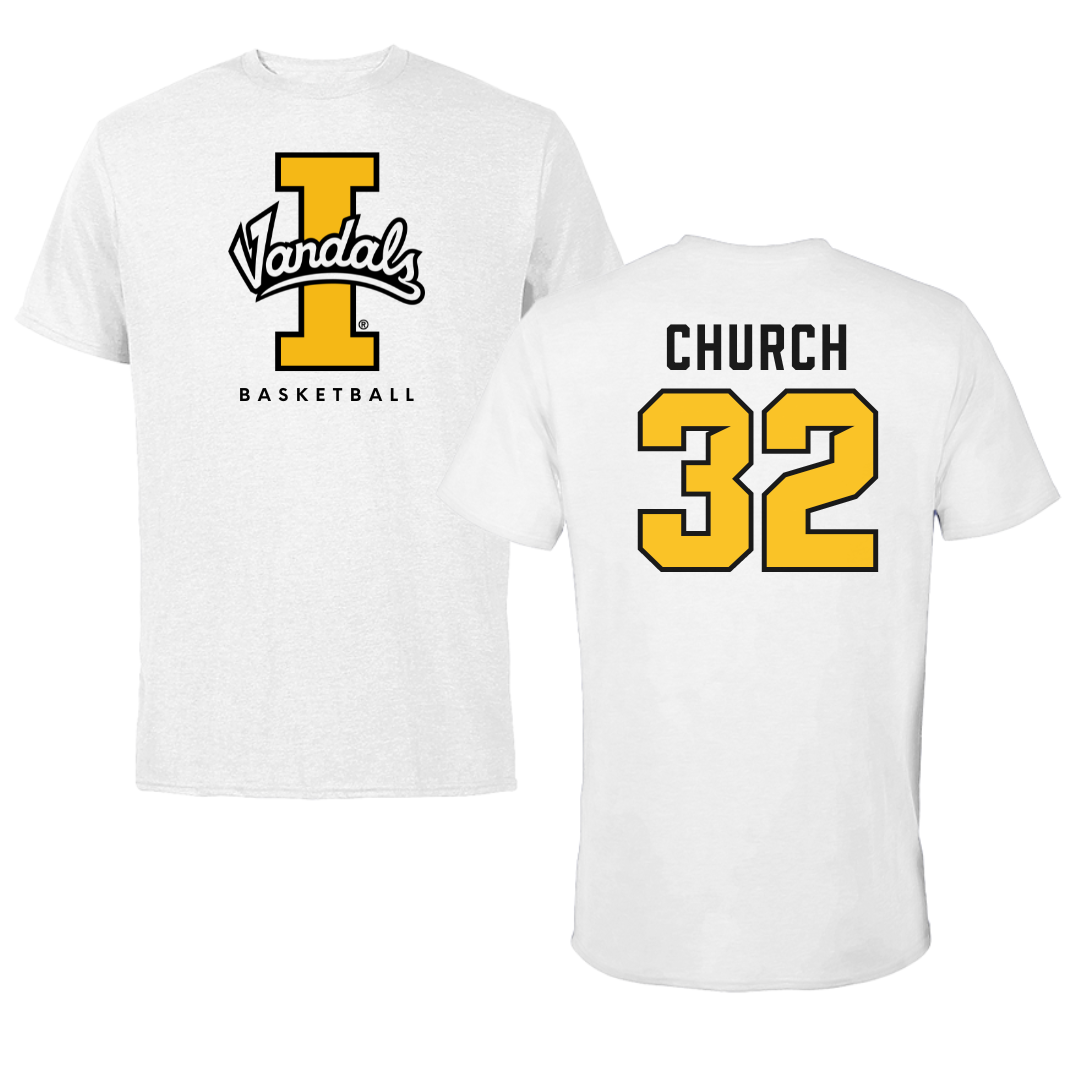 University of Idaho Basketball White Vandals Performance Tee - #32 Cooper Church