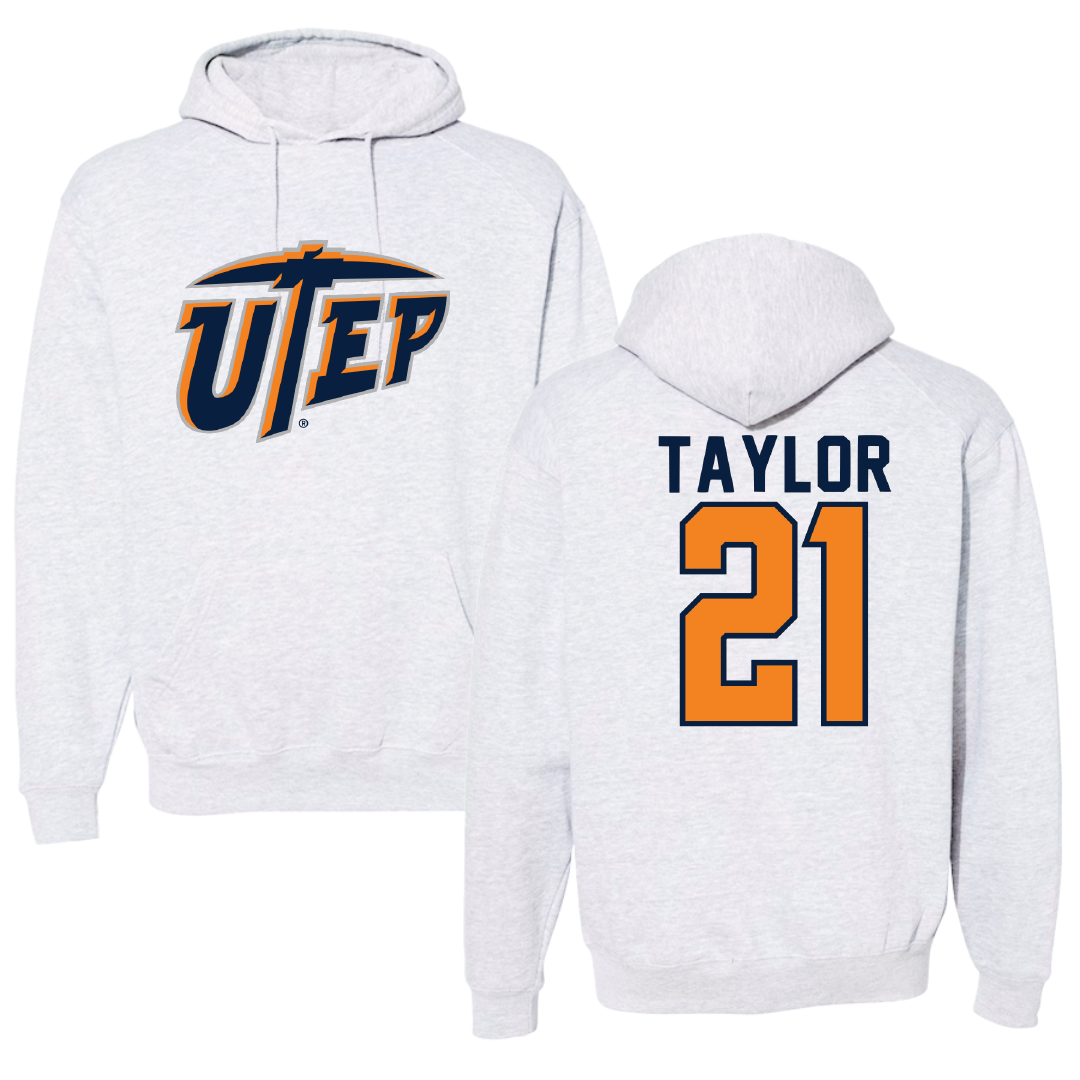 University of Texas at El Paso Football Gray Hoodie - #21 Marquez Taylor