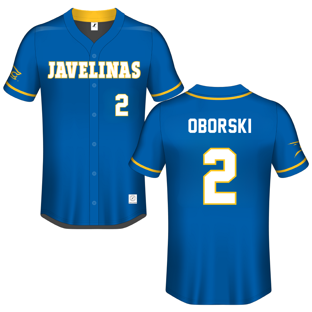 Texas A&M University-Kingsville Blue Button-Down Jersey - #2 Rylee Oborski