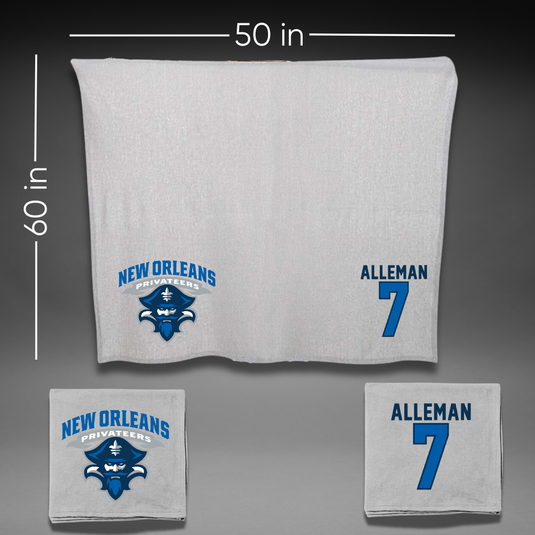 University of New Orleans Volleyball Gray Blanket - #7 Lani Alleman