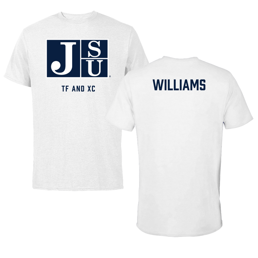 Jackson State University TF and XC White Performance Tee - Elias Williams