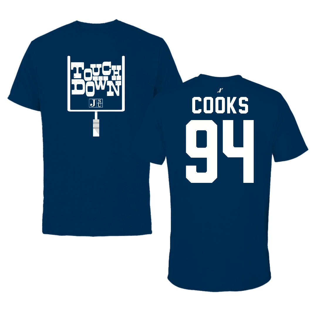 Jackson State University Football Navy Touchdown Tee - #94 Stanley Cooks