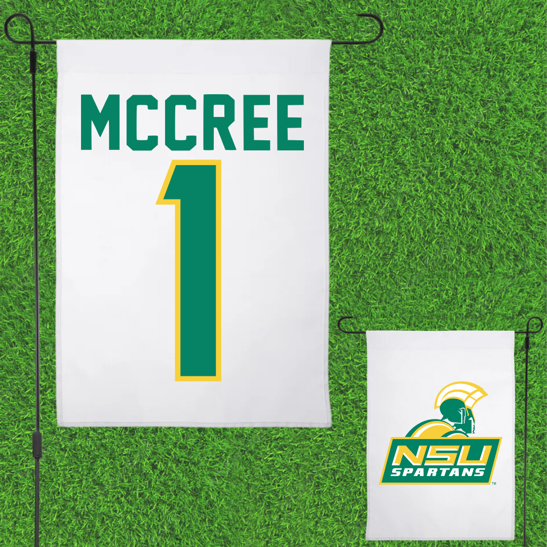 Norfolk State University Volleyball White Garden Flag - #1 Sydney McCree
