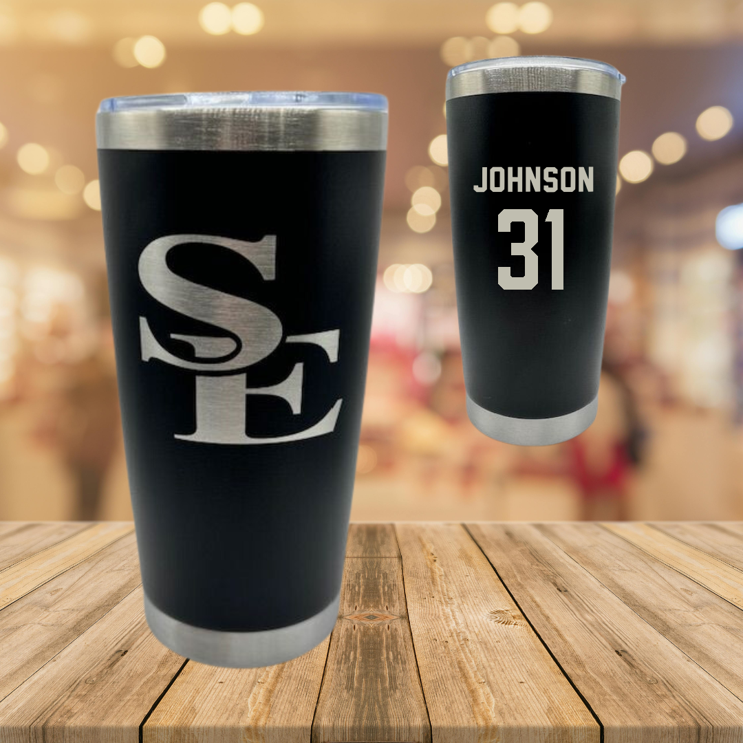 Southeastern Oklahoma State University Baseball Black Stainless Steel Tumbler - #31 Luke Johnson