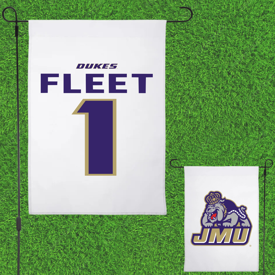James Madison University Softball White Garden Flag - #1 Kirsten Fleet
