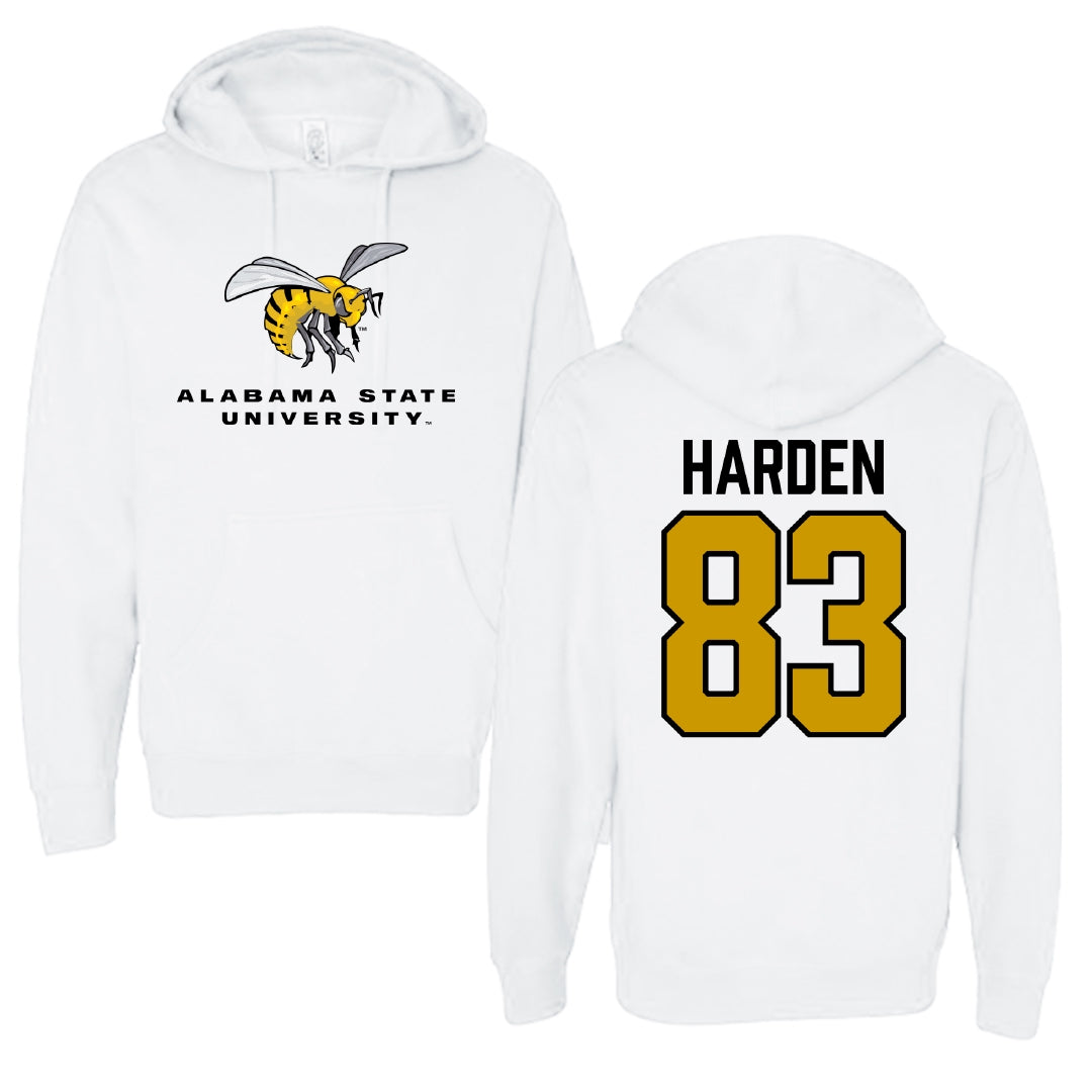 Alabama State University Football White Block Hoodie - #83 Derick Harden