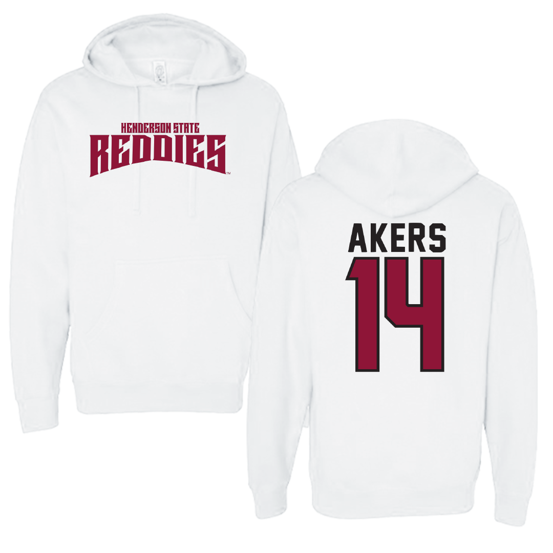 Henderson State University Softball White Classic Hoodie - #14 Hilary Akers