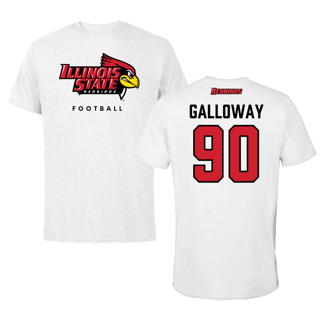 Illinois State University Football White Performance Tee - #90 Greg Galloway
