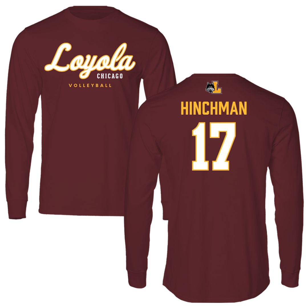 Loyola University-Chicago Volleyball Maroon Block Performance Long Sleeve - #17 Grace Hinchman