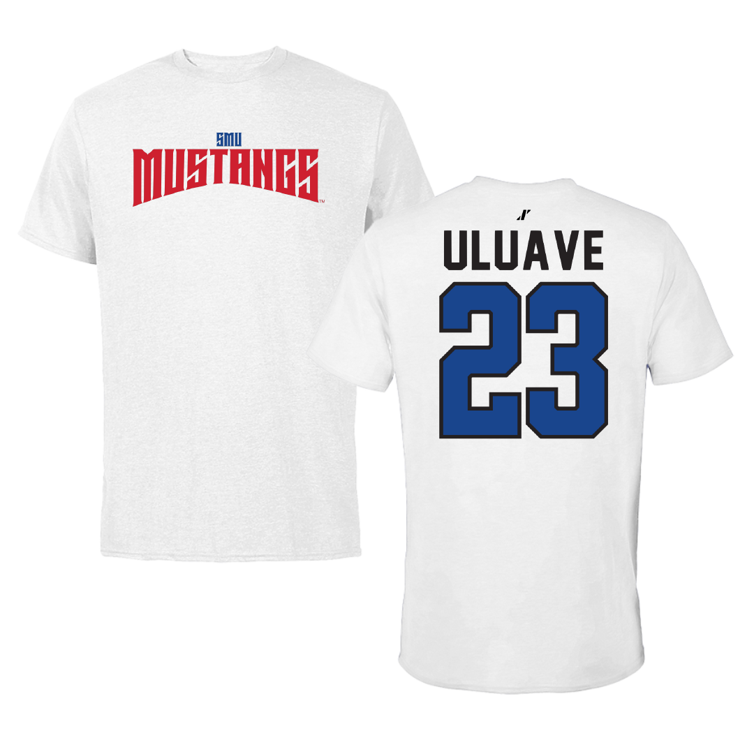 Southern Methodist University Volleyball White Classic Performance Tee - #23 Sina Uluave