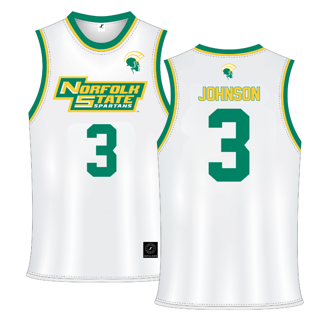 Norfolk State University White Basketball Jersey - #3 Diamond Johnson