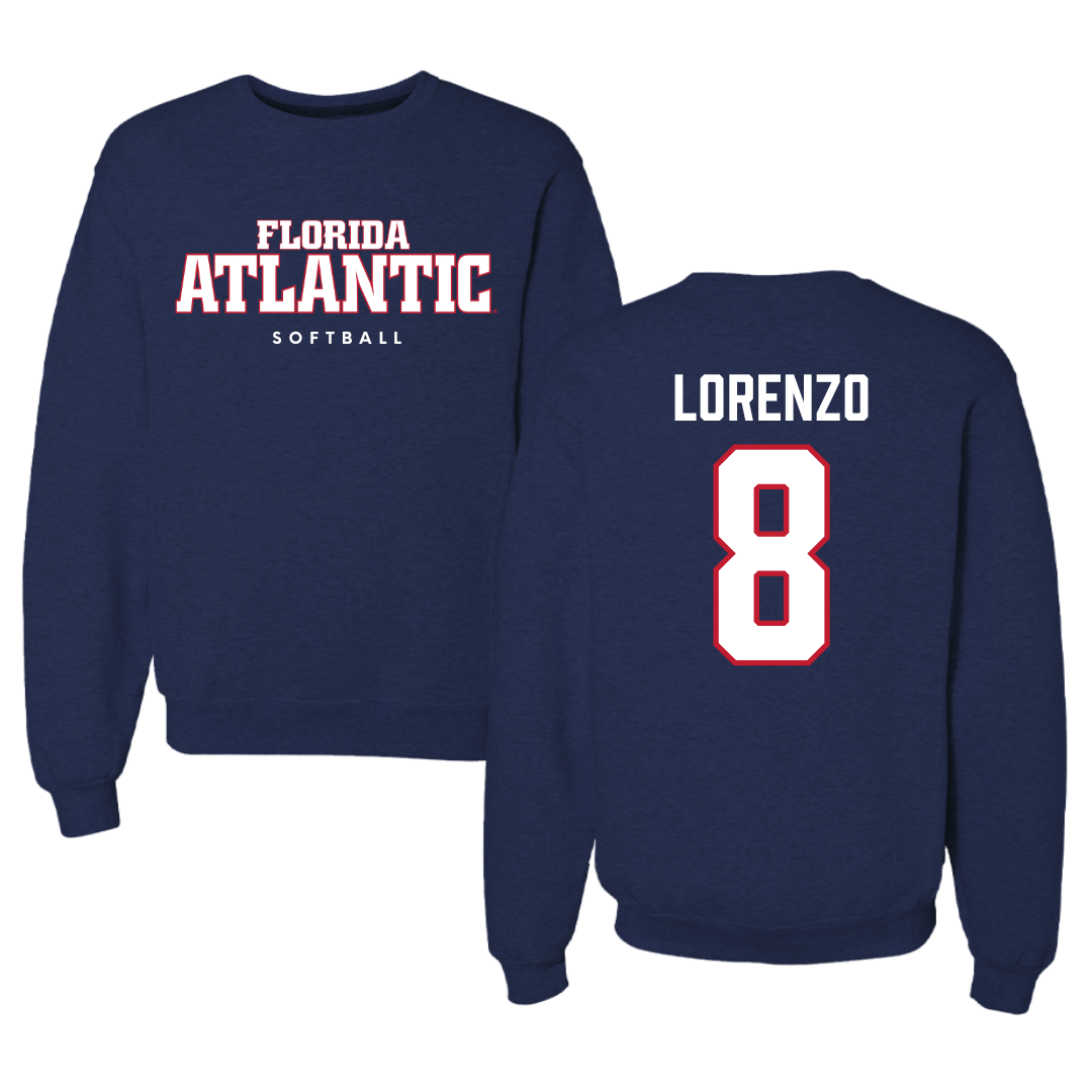 Florida Atlantic University Softball Navy Crewneck - #8 Brooklyn Lorenzo