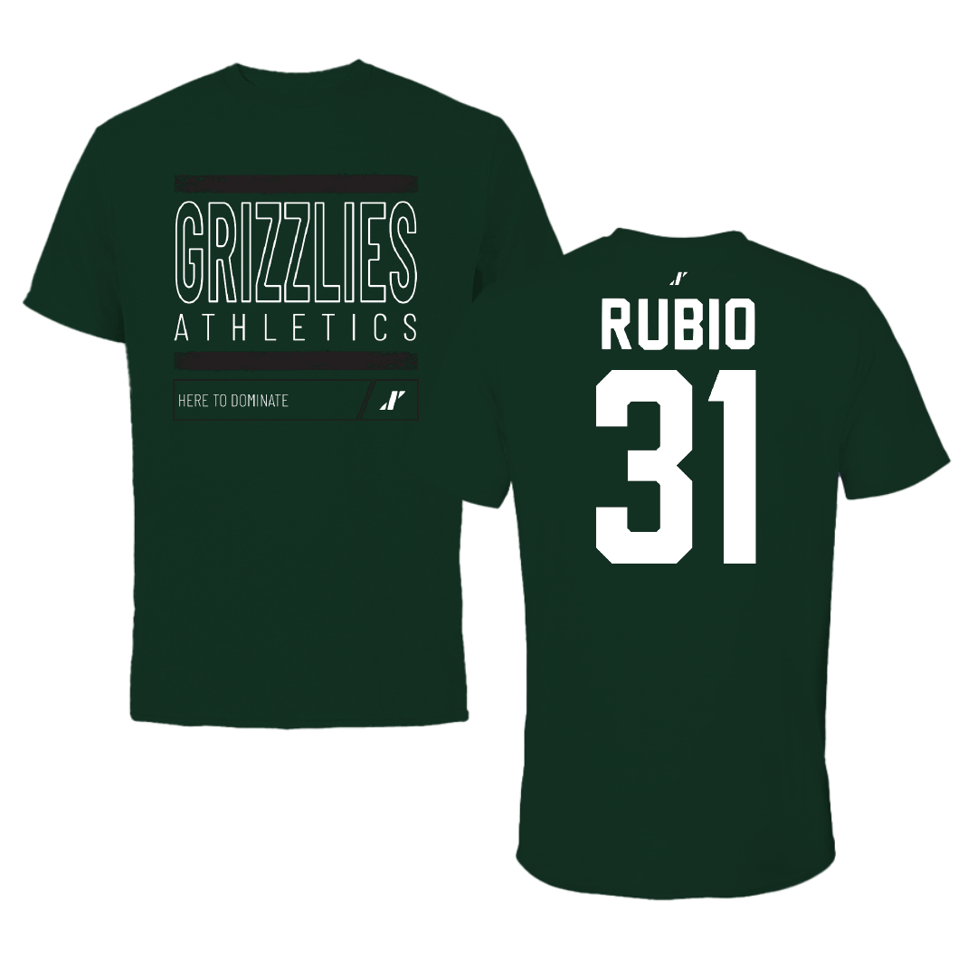 Adams State University Football Forest Green Dominate Tee - #31 Miguel Rubio