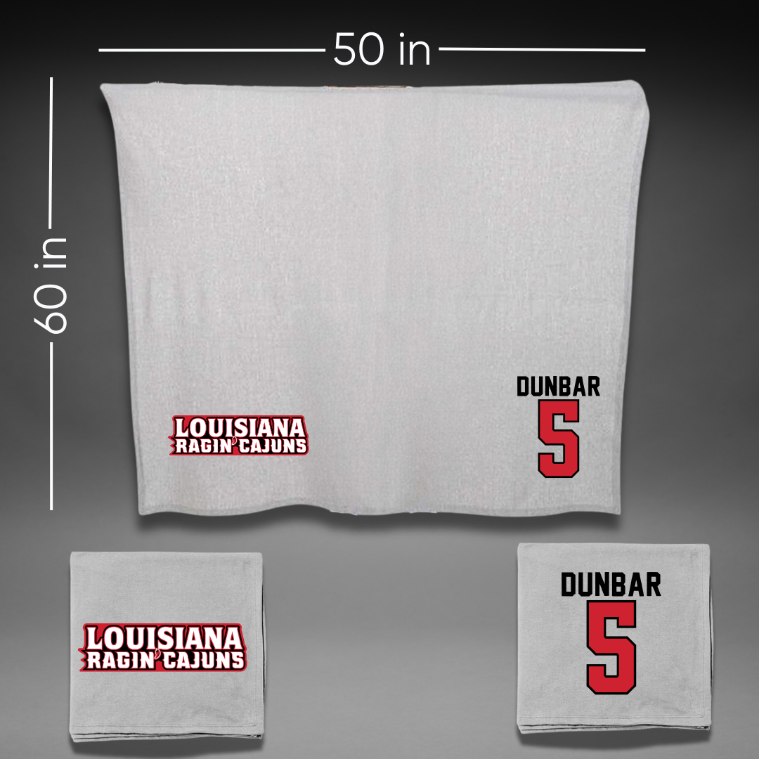University of Louisiana at Lafayette Soccer Gray Blanket - #5 Brynn Dunbar