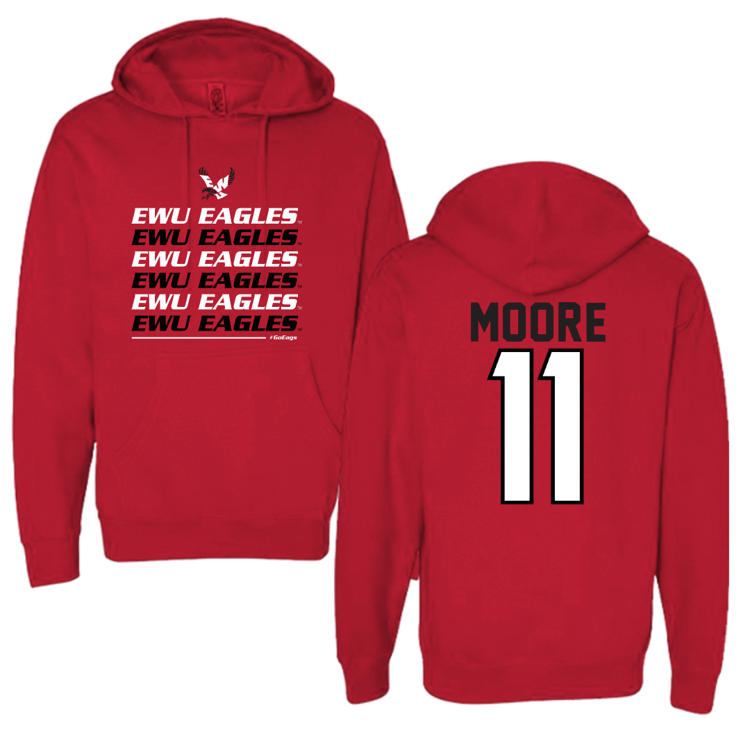 Eastern Washington University Soccer Red General Hoodie - #11 Kendall Moore