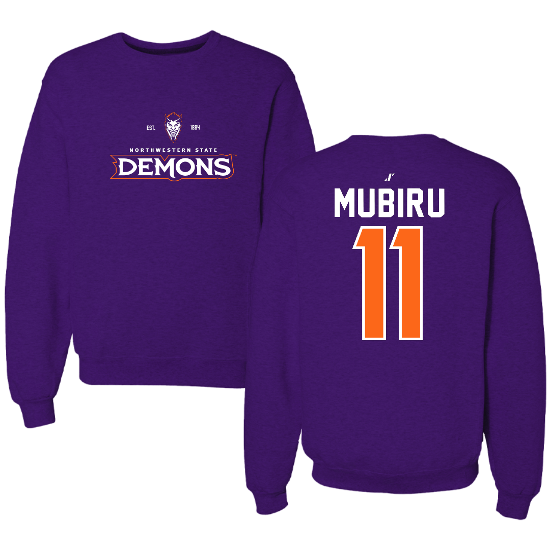 Northwestern State University Basketball Purple General Crewneck - #11 Chris Mubiru