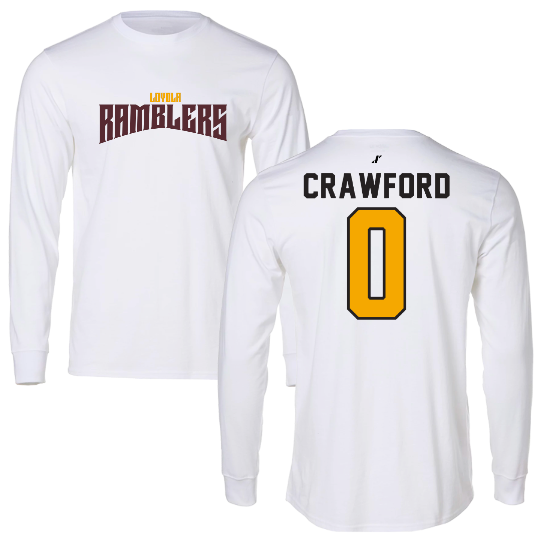 Loyola University-Chicago Soccer White Classic Performance Long Sleeve - #0 Aidan Crawford