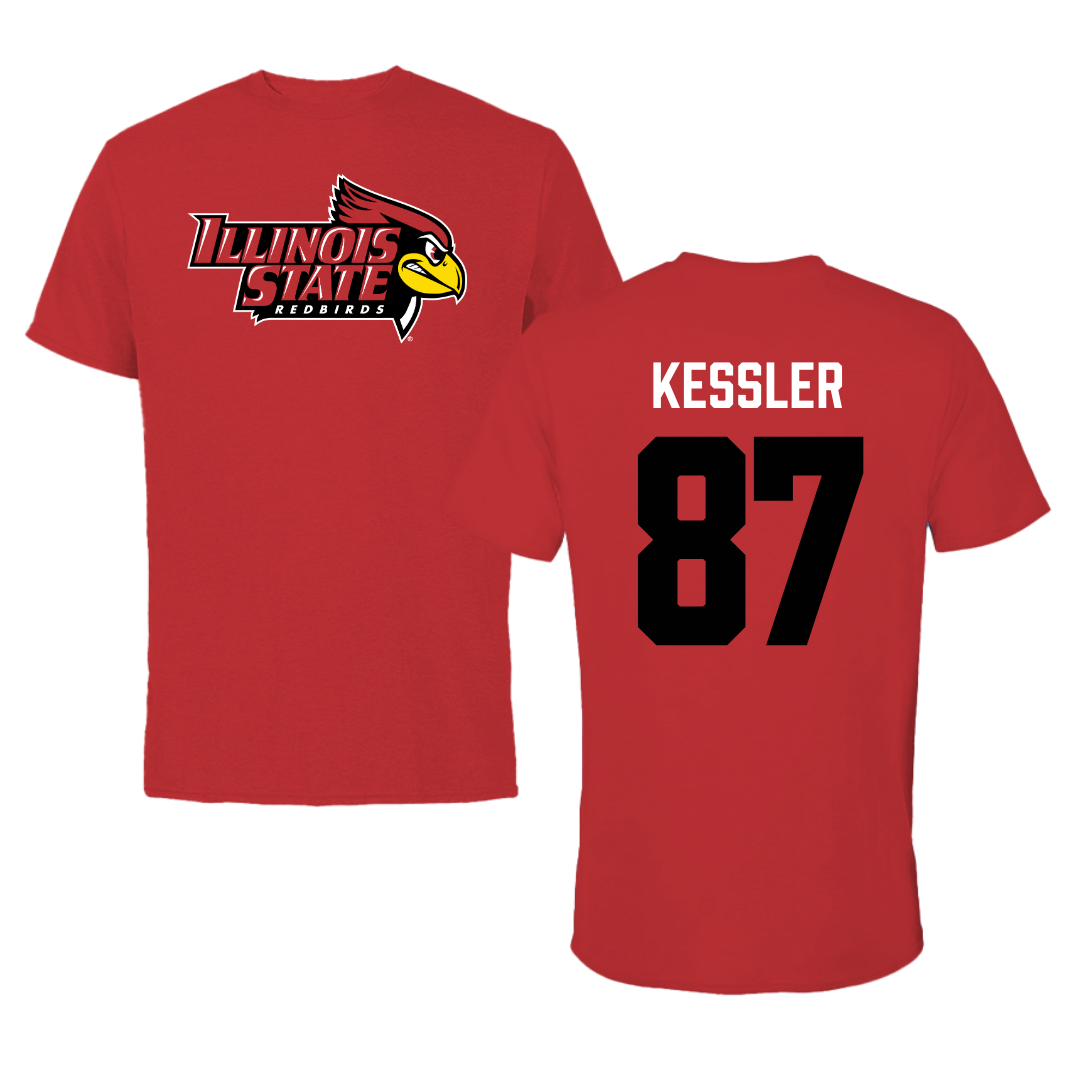 Illinois State University Football Red Redbird Performance Tee - #87 Nick Kessler