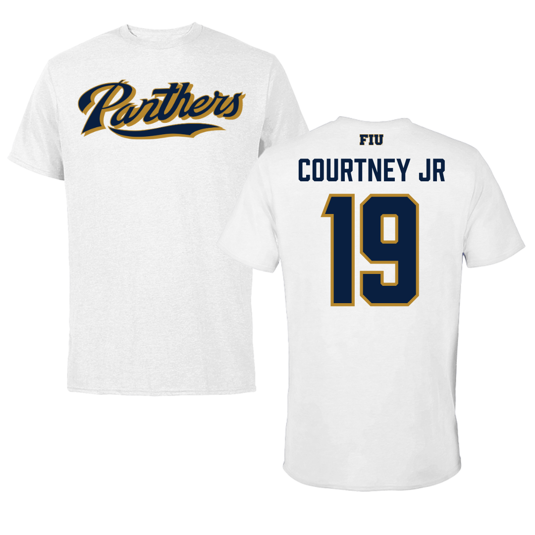 Florida International University Football White Tee - #19 Percy Courtney Jr