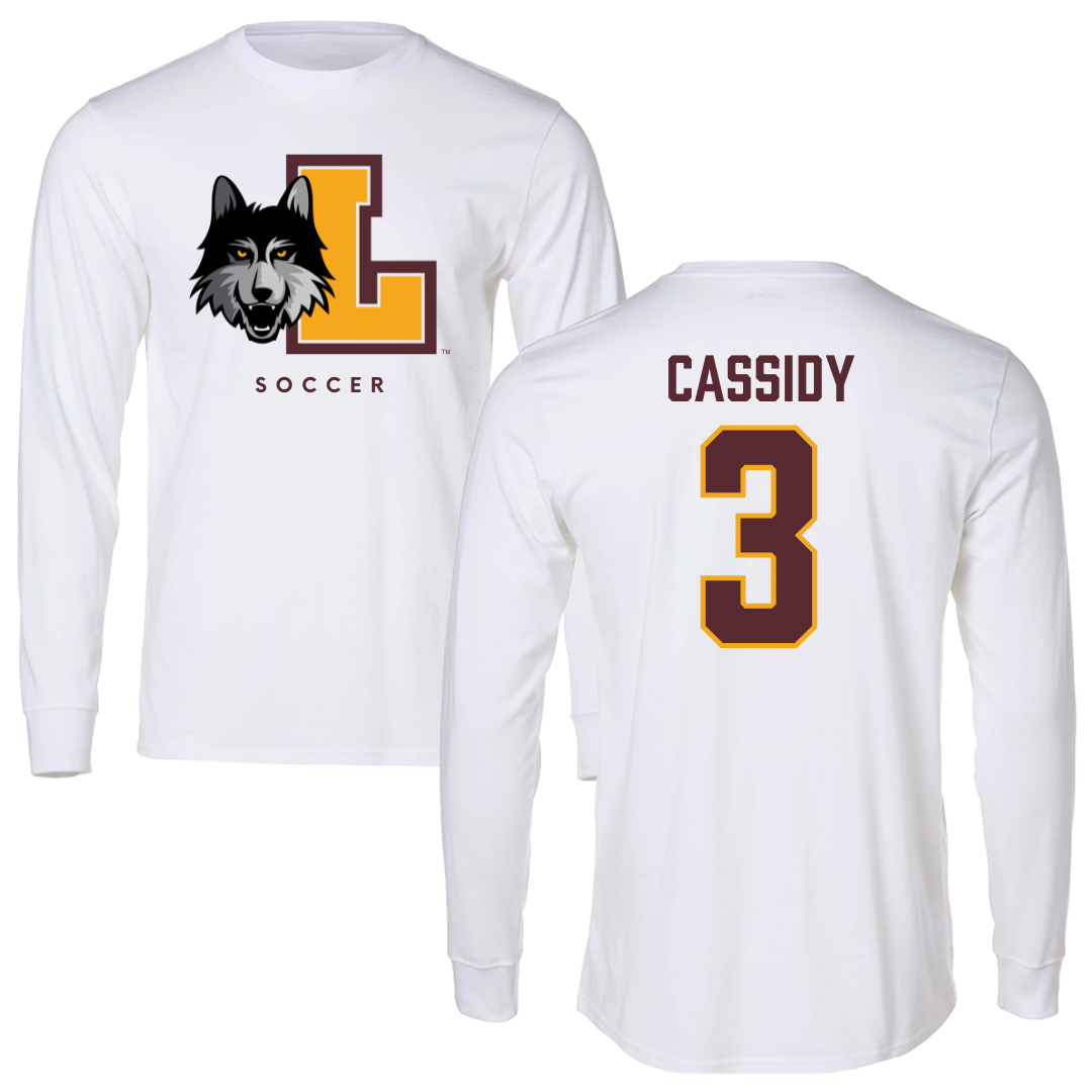 Loyola University-Chicago Soccer White Mascot Long Sleeve - #3 Amanda Cassidy