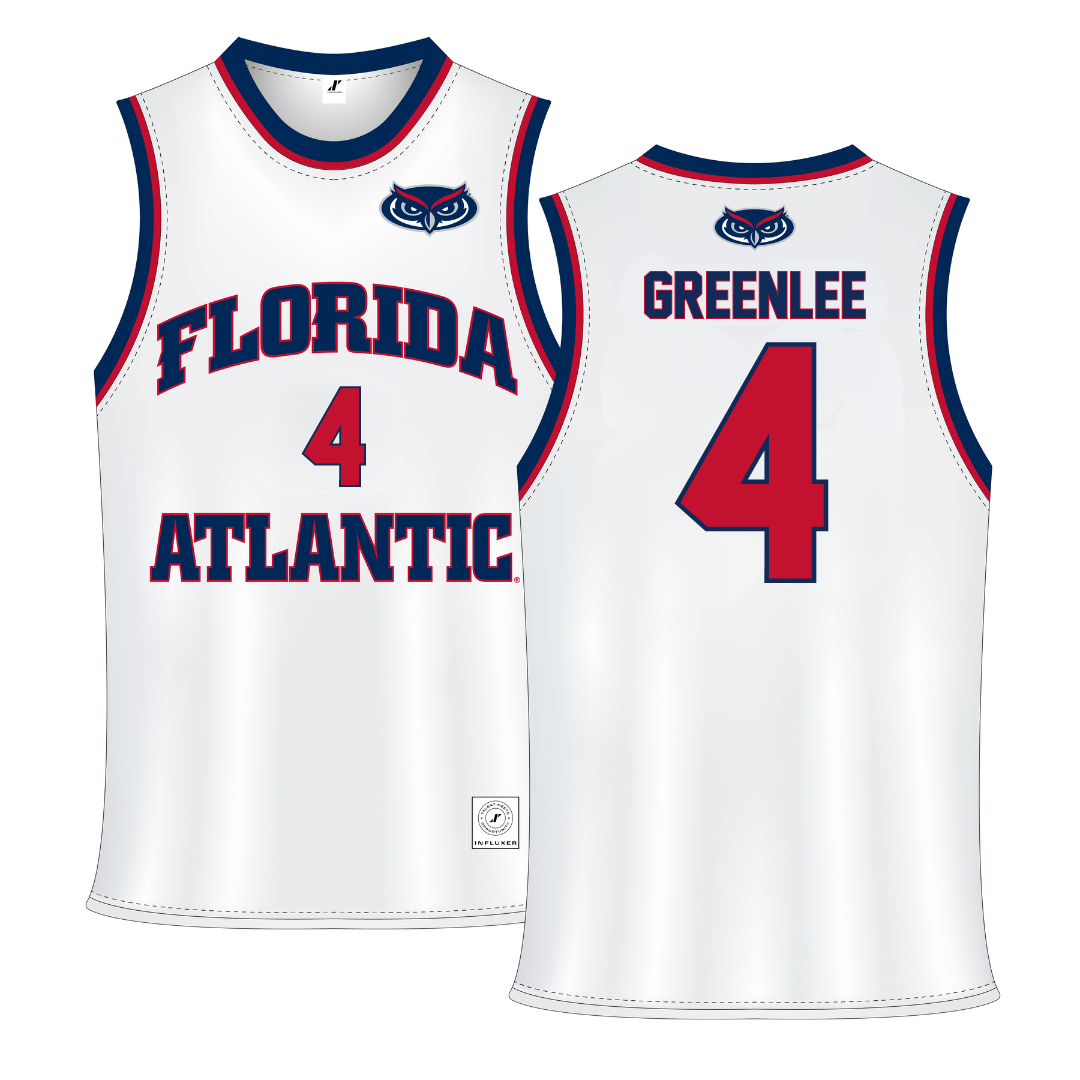 Florida Atlantic University White Basketball Jersey - #4 Bryan Greenlee