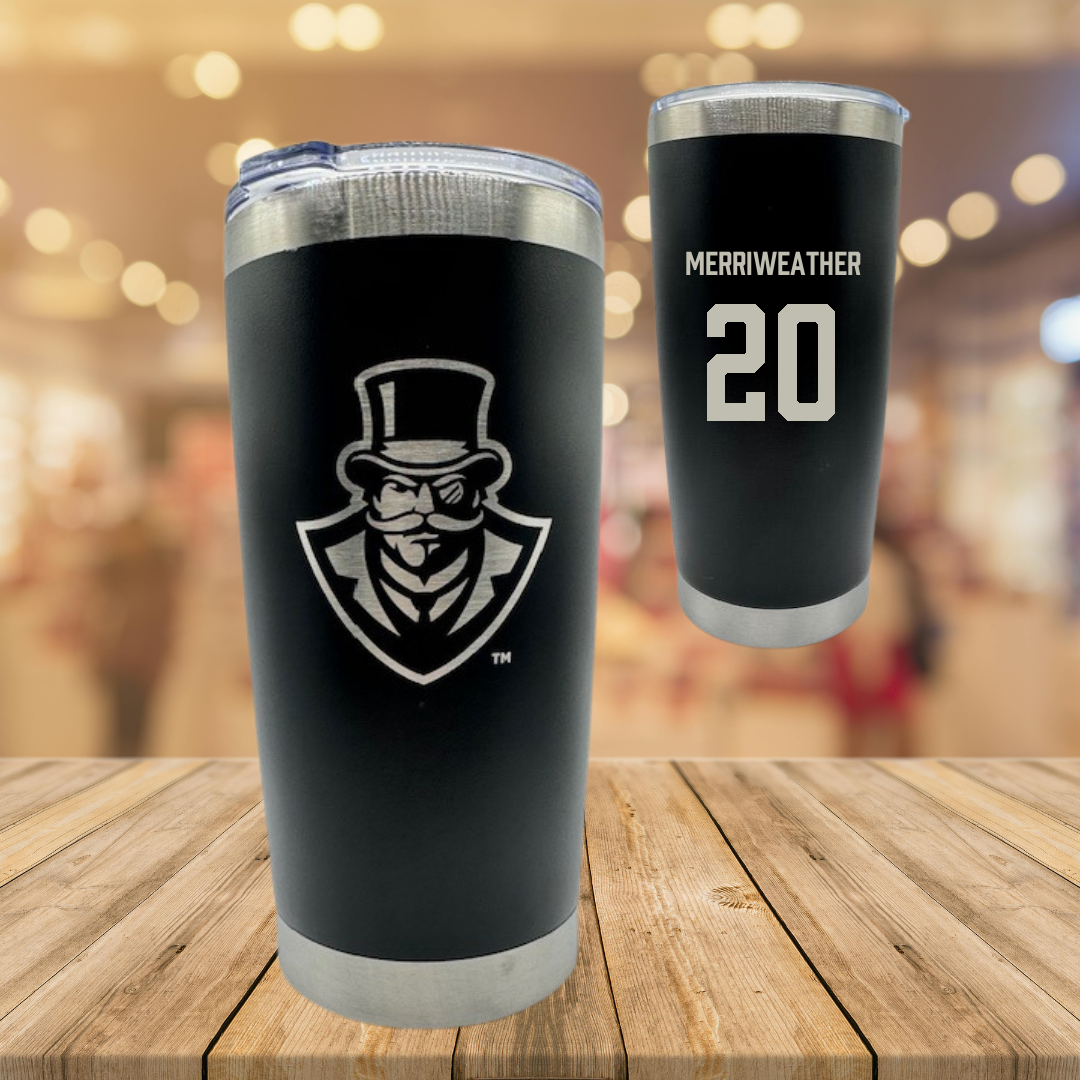 Austin Peay State University Baseball Black Stainless Steel Tumbler - #20 DJ Merriweather
