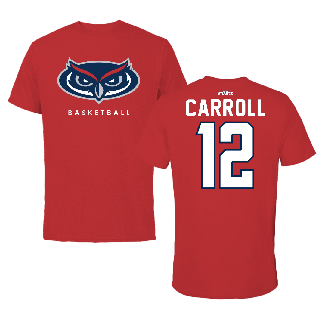 Florida Atlantic University Basketball Red Jersey Performance Tee - #12 Tre Carroll