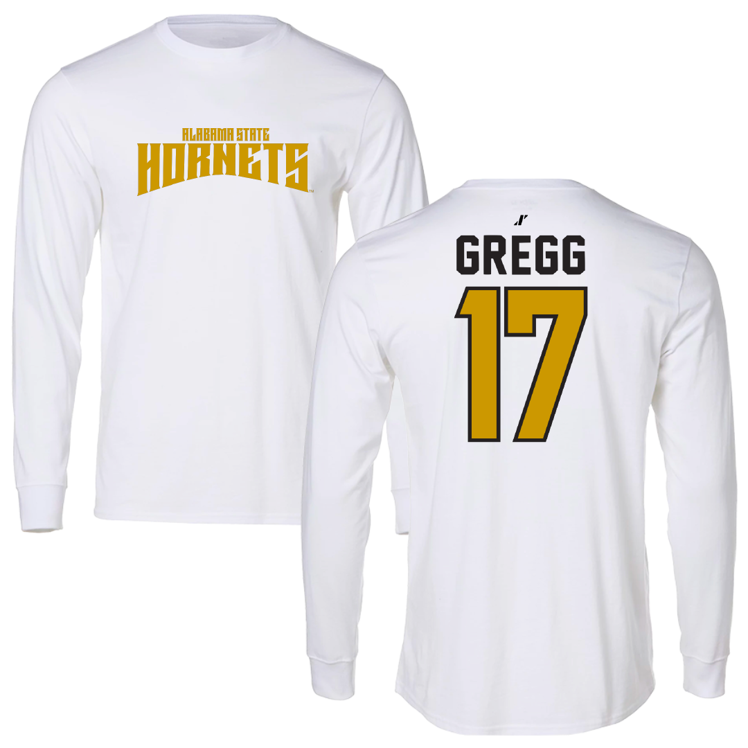 Alabama State University Football White Classic Performance Long Sleeve - #17 Asa Gregg