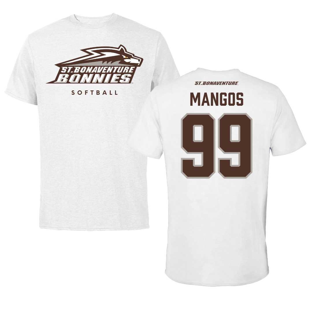 St. Bonaventure University Softball White Performance Tee - #99 Reagan Mangos