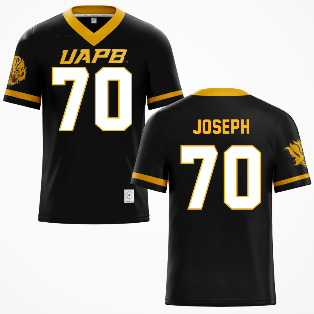 University of Arkansas-Pine Bluff Black Football Jersey - #70 Charles Joseph