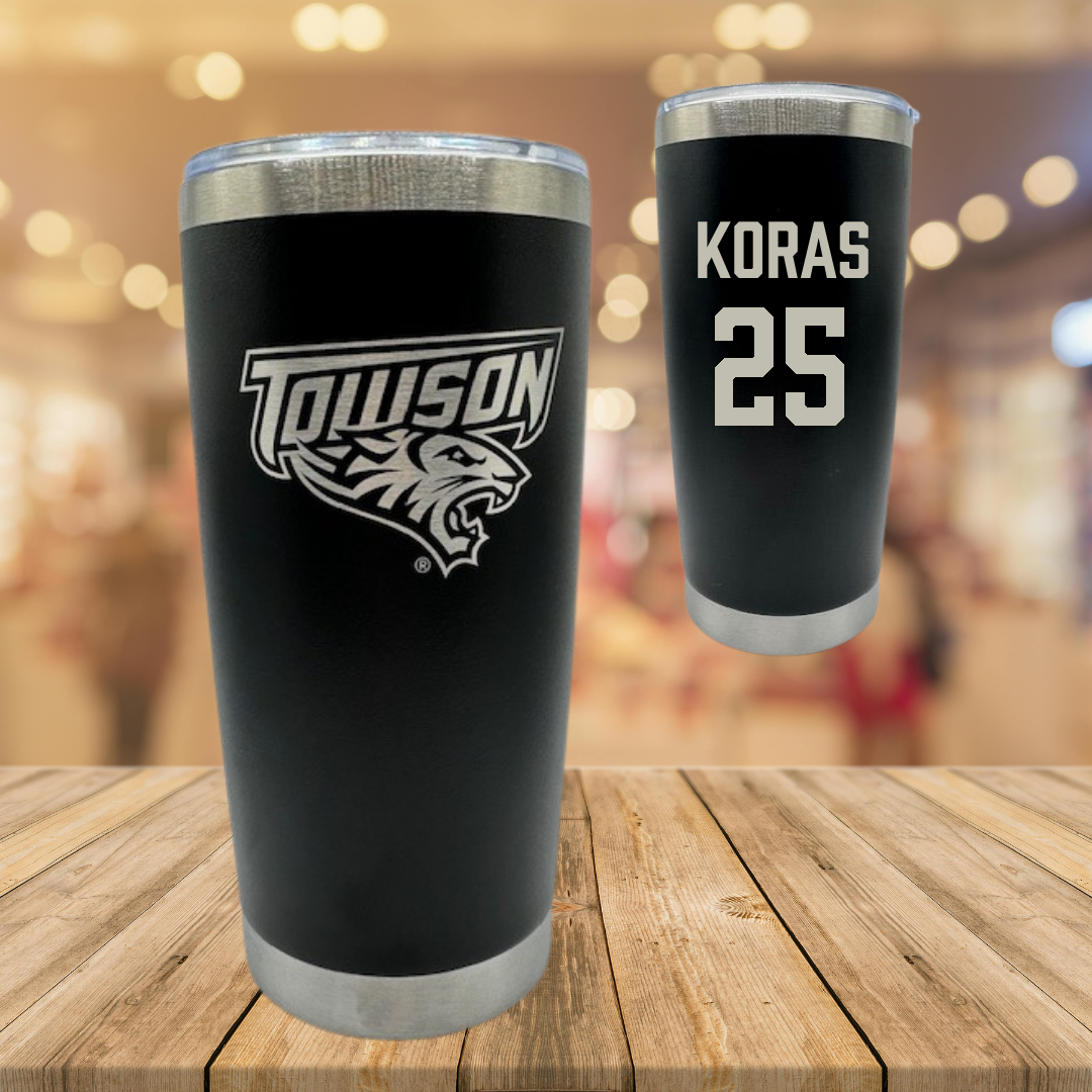 Towson University Lacrosse Black Stainless Steel Tumbler - #25 Halley Koras