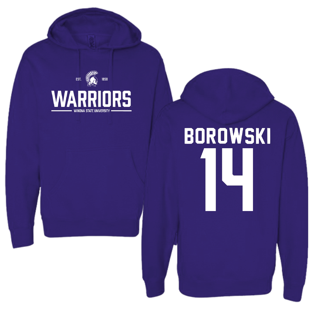 Winona State University Basketball Purple General Hoodie - #14 Ty Borowski