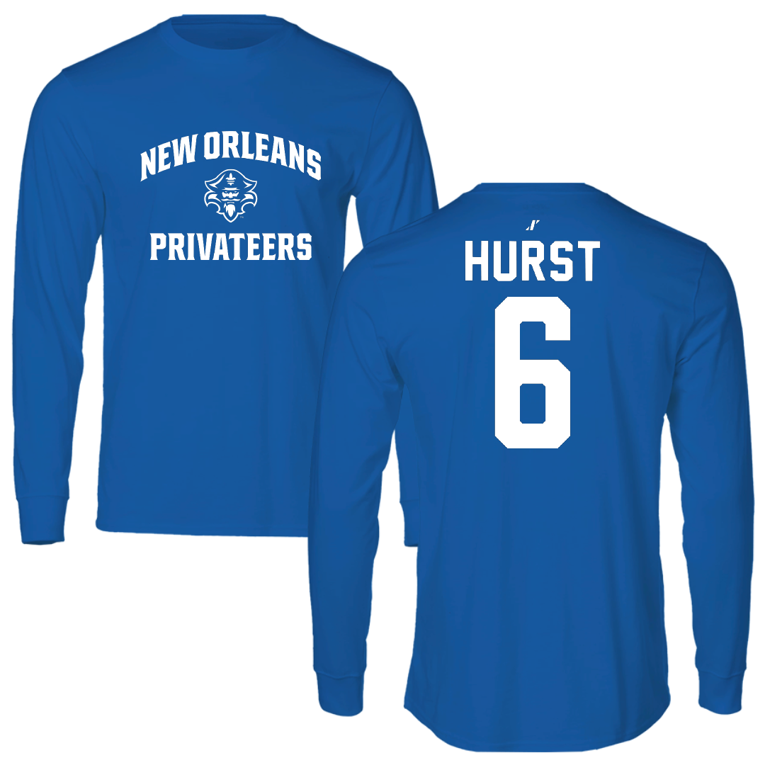 University of New Orleans Baseball Blue General Performance Long Sleeve - #6 Dalton Hurst
