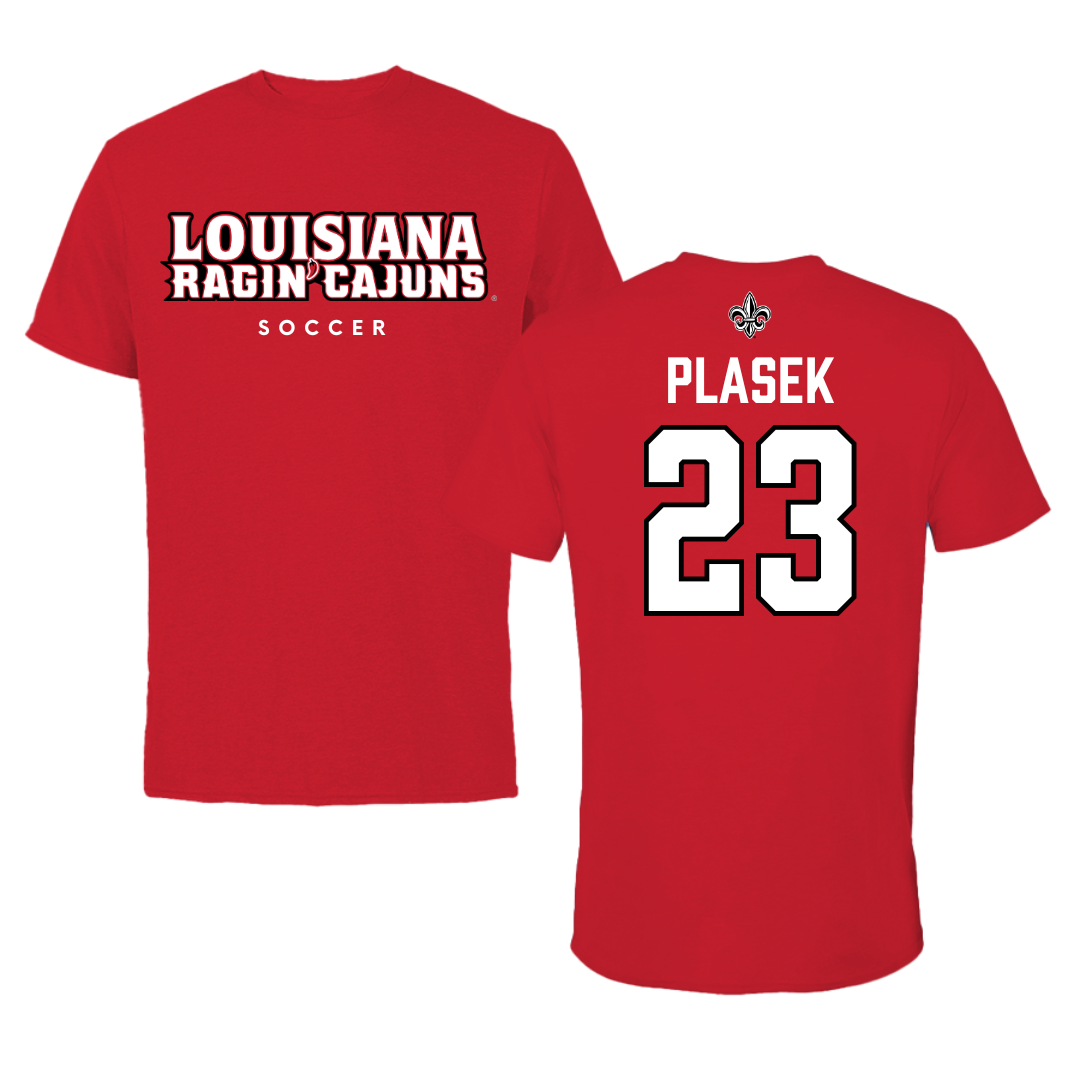 University of Louisiana at Lafayette Soccer Red Performance Tee - #23 Liberty Plasek
