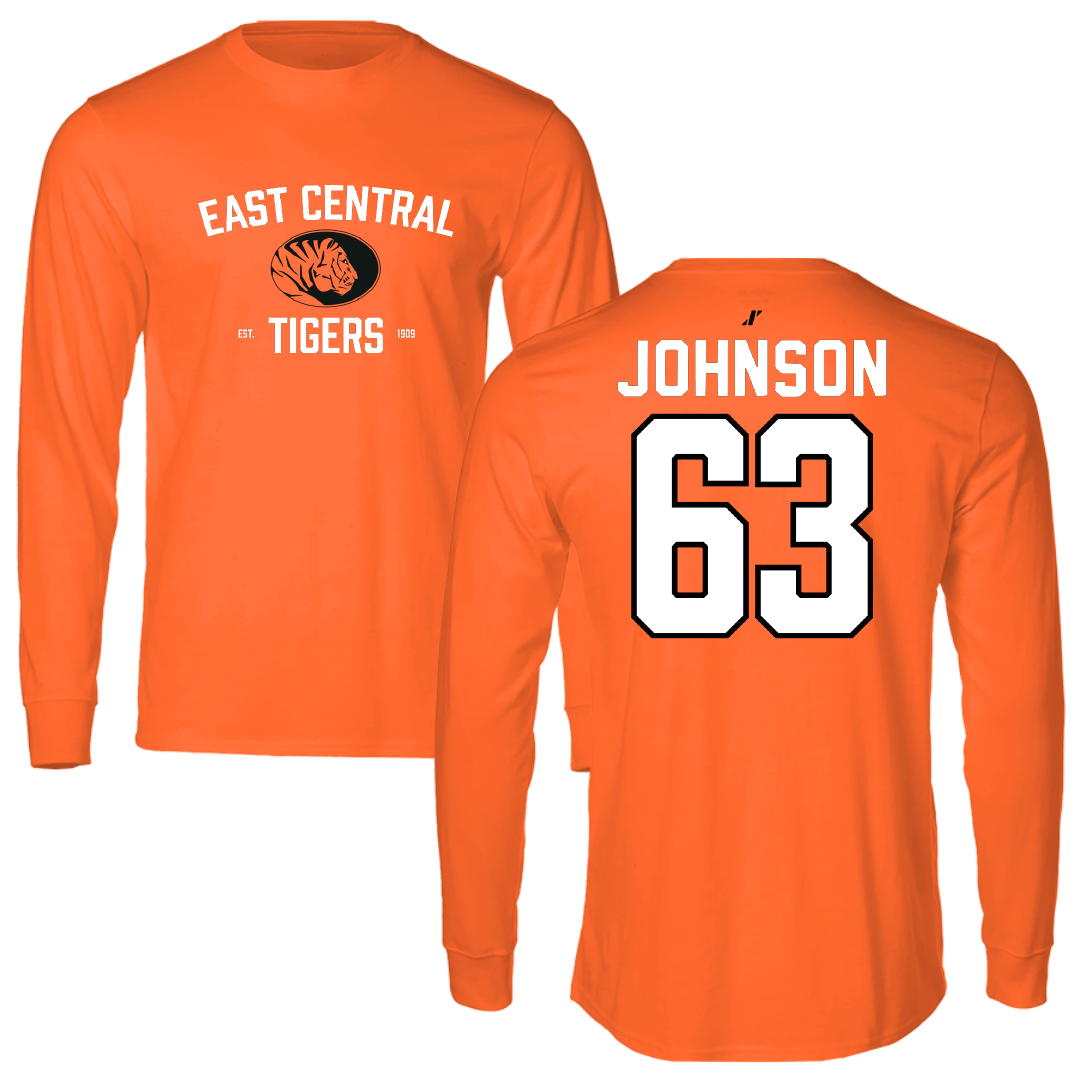East Central University Football Orange General Performance Long Sleeve - #63 Tyson Johnson