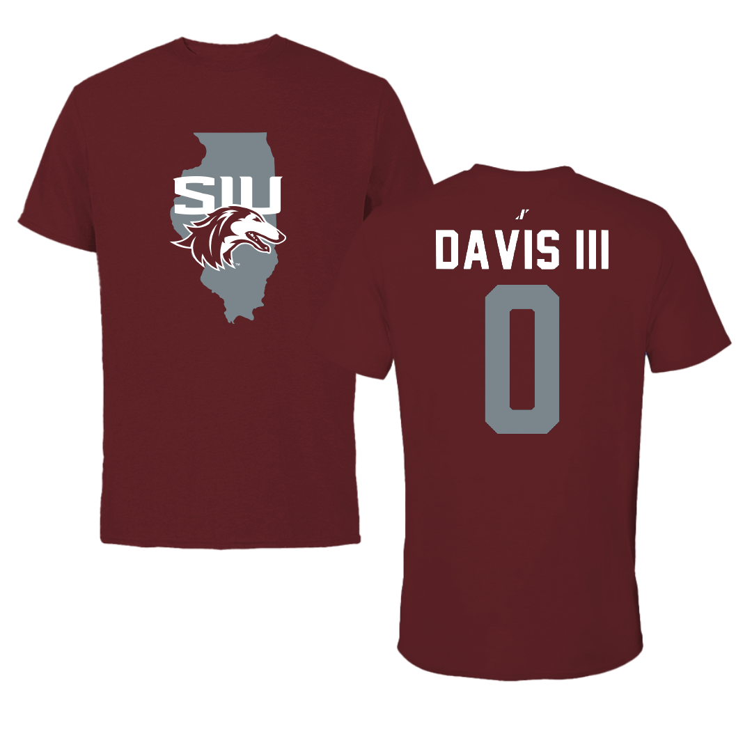 Southern Illinois University at Carbondale Football Maroon State Tee - #0 Vinson Davis III
