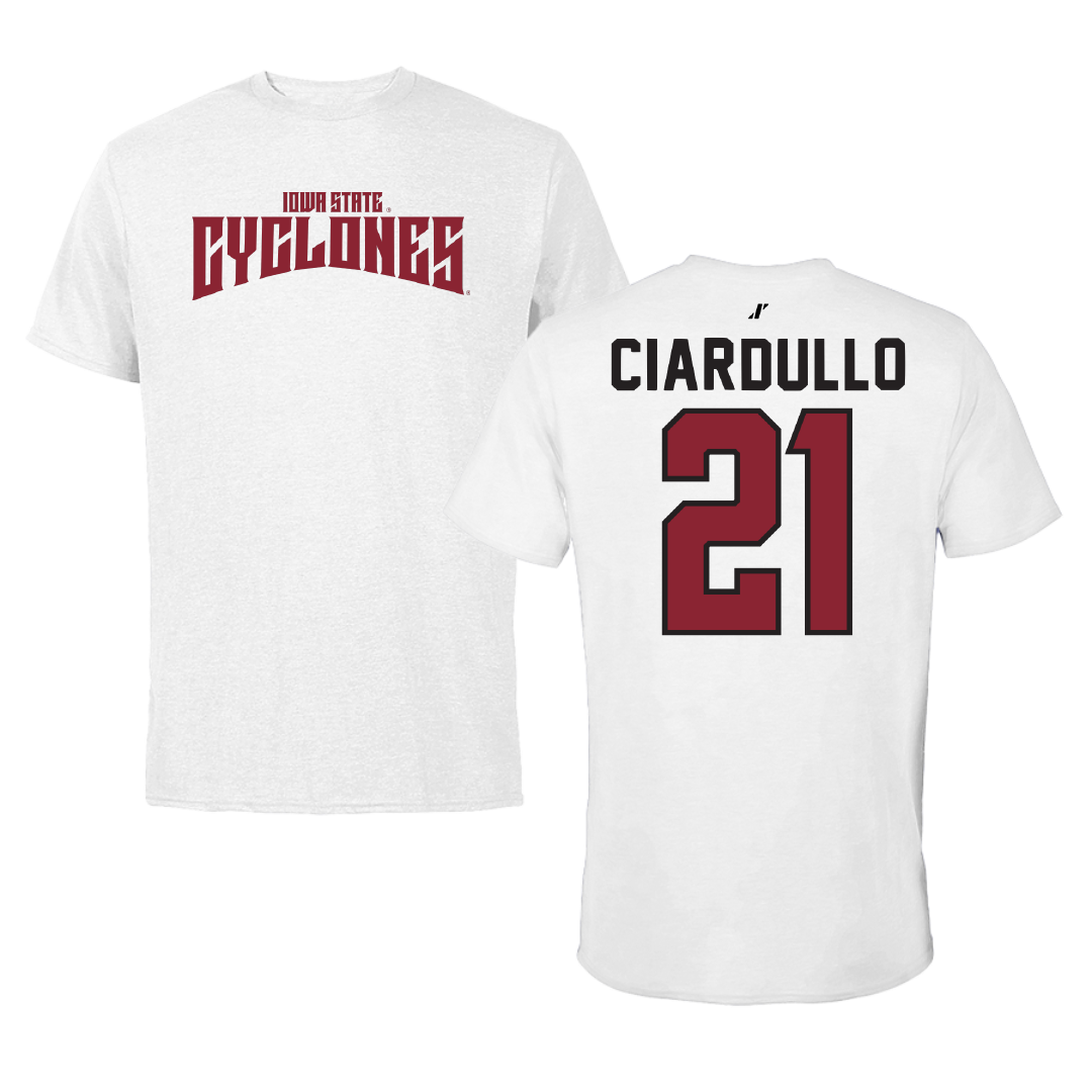 Iowa State University Soccer White Classic Tee - #21 Ella Ciardullo