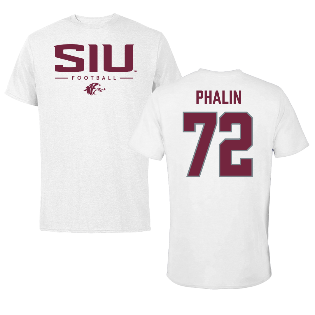 Southern Illinois University at Carbondale Football White Performance Tee - #72 Cooper Phalin
