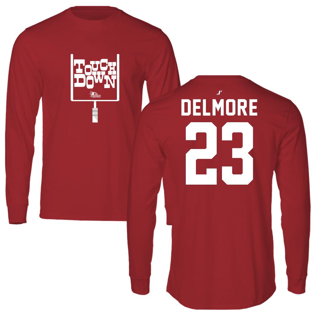 Southeast Missouri State University Football Canvas Red Touchdown Long Sleeve - #23 DJ Delmore