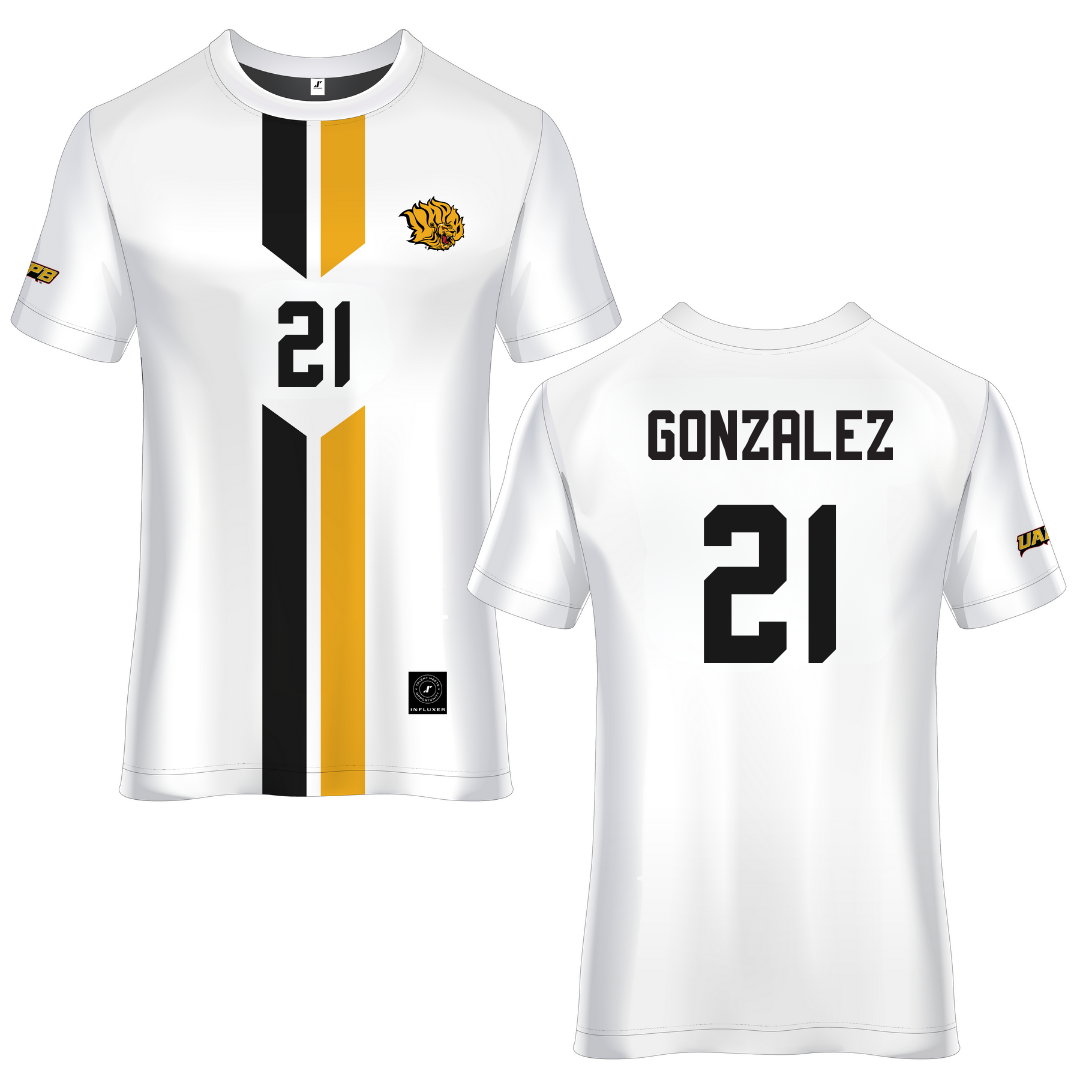 University of Arkansas-Pine Bluff White Soccer Jersey - #21 Brooke Gonzalez