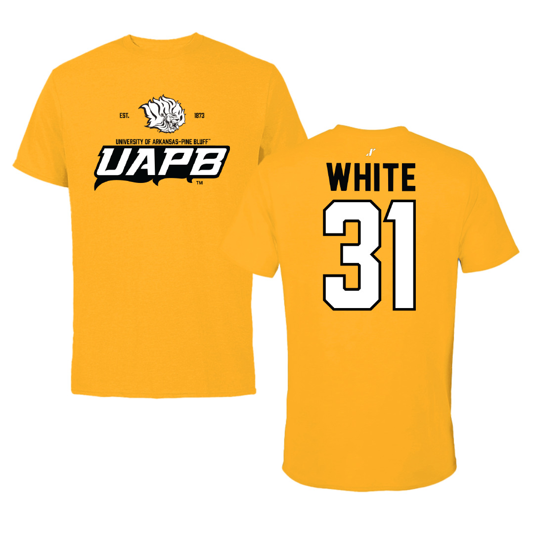 University of Arkansas-Pine Bluff Football Gold General Performance Tee - #31 Jaylen White