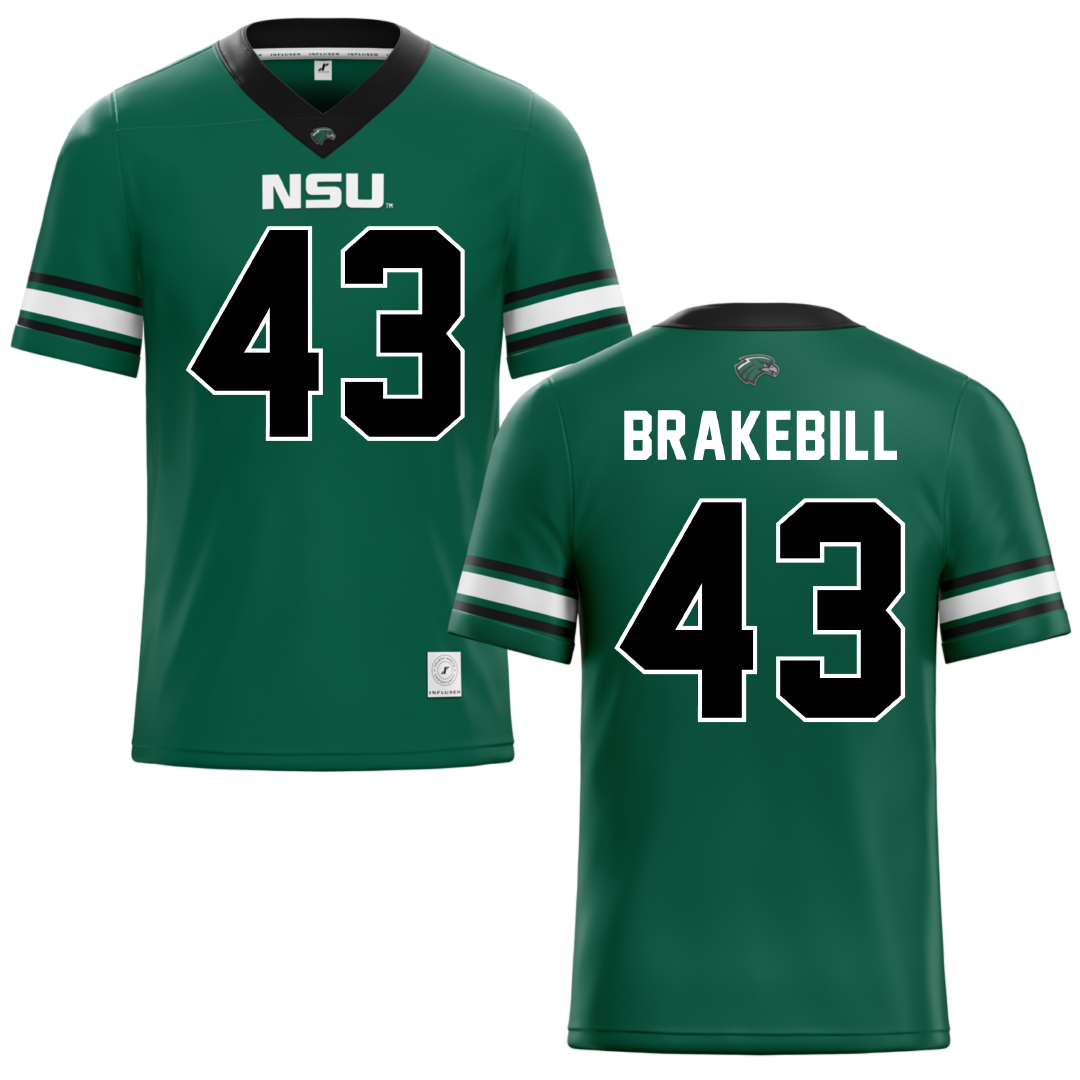 Northeastern State University Green Football Jersey - #43 Kale Brakebill