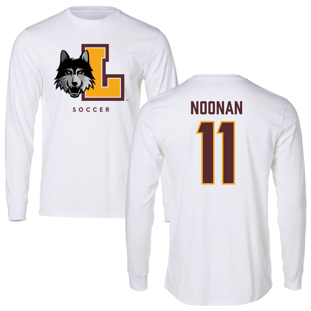 Loyola University-Chicago Soccer White Mascot Long Sleeve - #11 Sarah Noonan